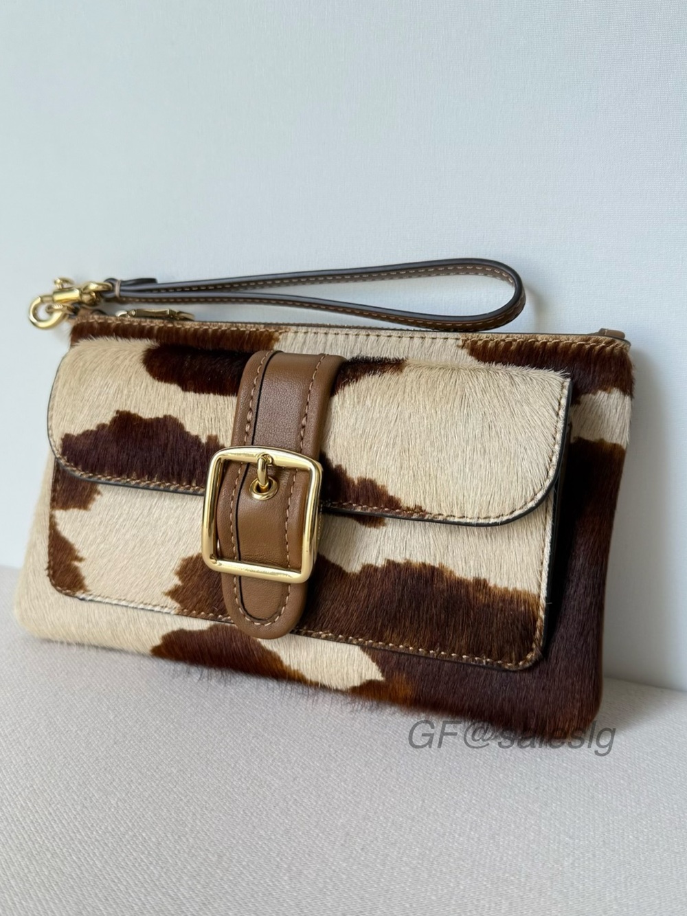 NWT Coach Ashton Haircalf Cow Print Wristlet Clutch Wallet Rare CDY07 Tan Brown - Picture 11 of 16